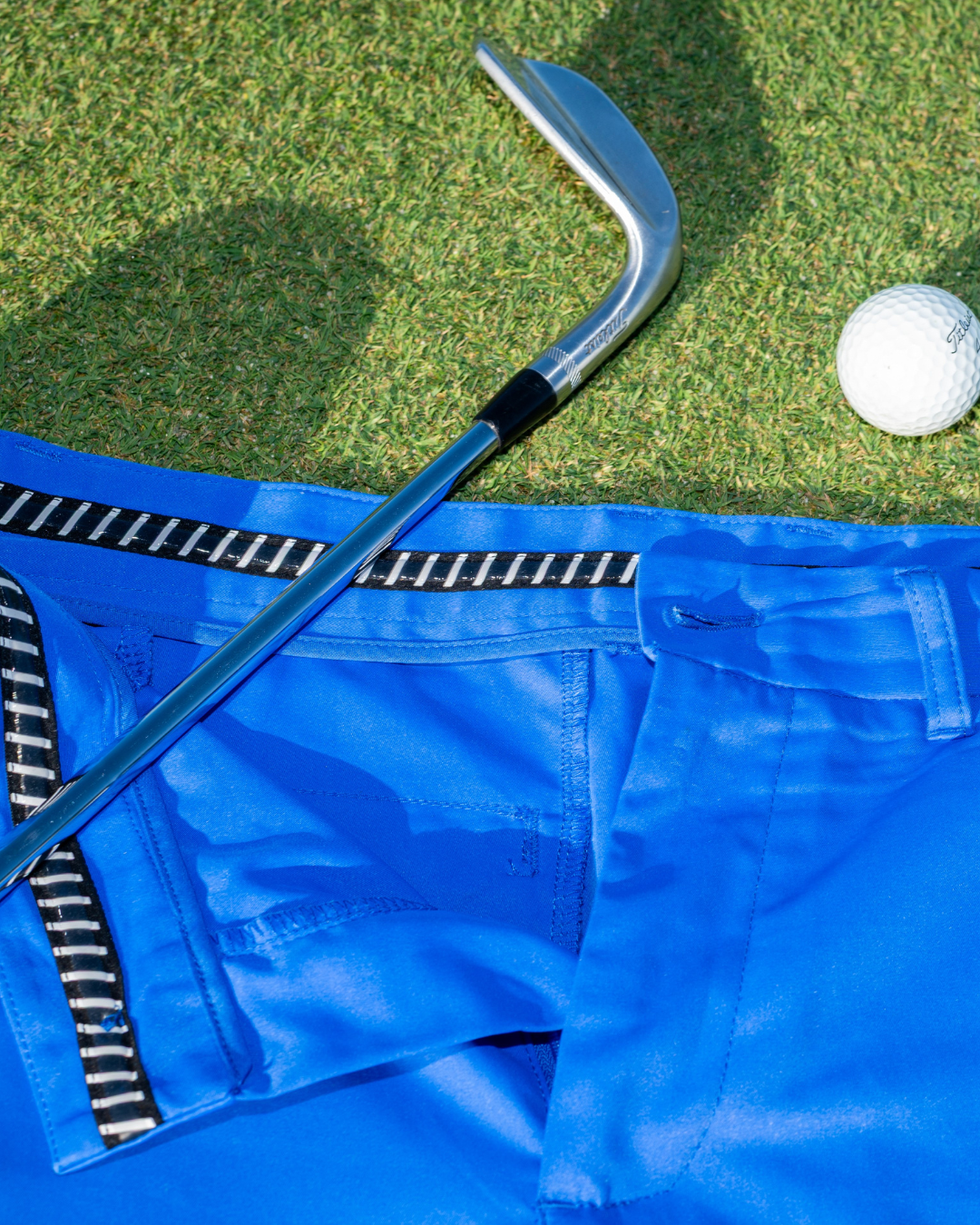 Bright Bogey golf pants and shorts have a handy waistband gripper which ensures your shirt will stay tucked no matter how hard you swing